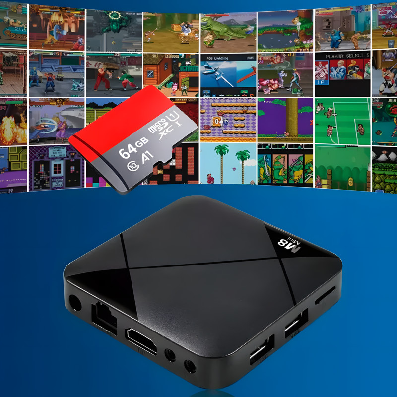 Ігрова приставка M8 mini 4K Android TV, 64 gb, з вбудованим емулятором ретроігор і джойстиками фото - 4