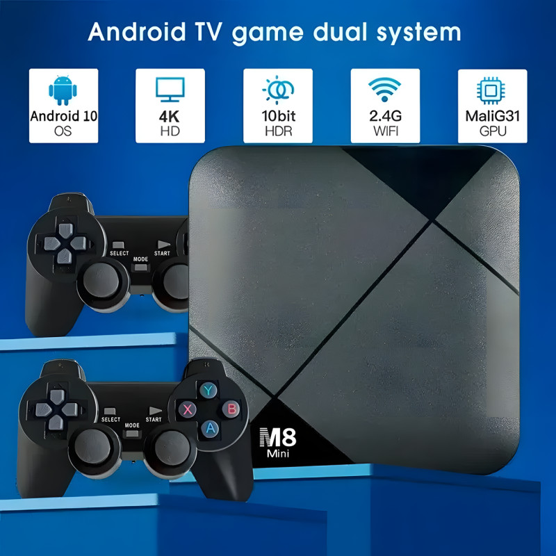 Ігрова приставка M8 mini 4K Android TV, 64 gb, з вбудованим емулятором ретроігор і джойстиками фото - 5