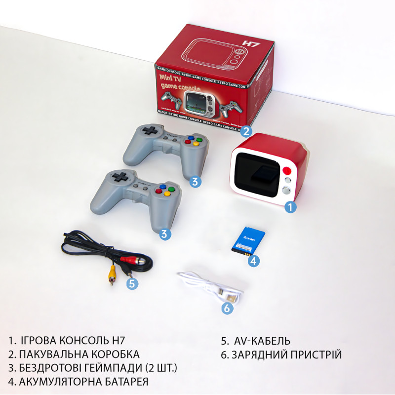 Игровая приставка H7 Mini TV РЕТРО с экраном 3,5&Prime;, HDMI + AV, 2 джойстика 2.4G, аккумуляторная ретро-консоль NES для ТВ, 740 игр фото - 10