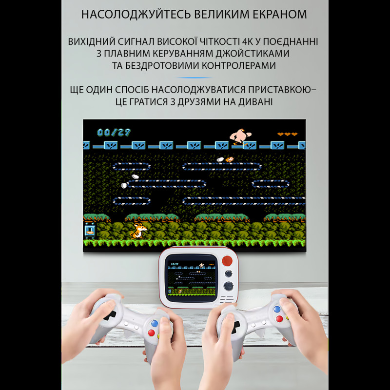 Игровая приставка H7 Mini TV РЕТРО с экраном 3,5&Prime;, HDMI + AV, 2 джойстика 2.4G, аккумуляторная ретро-консоль NES для ТВ, 740 игр фото - 4