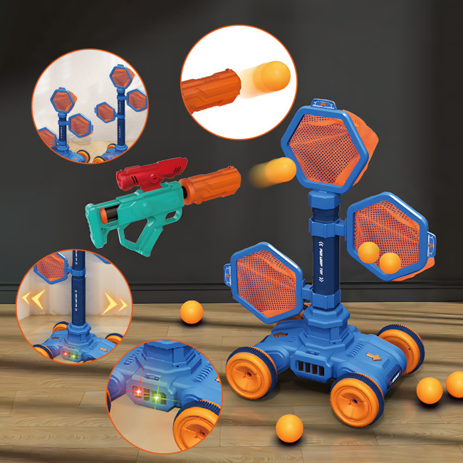 Дитячий тир (801-8): іграшковий пістолет із м'якими кулями + мобільна мішень, світло/звук, від 3 років