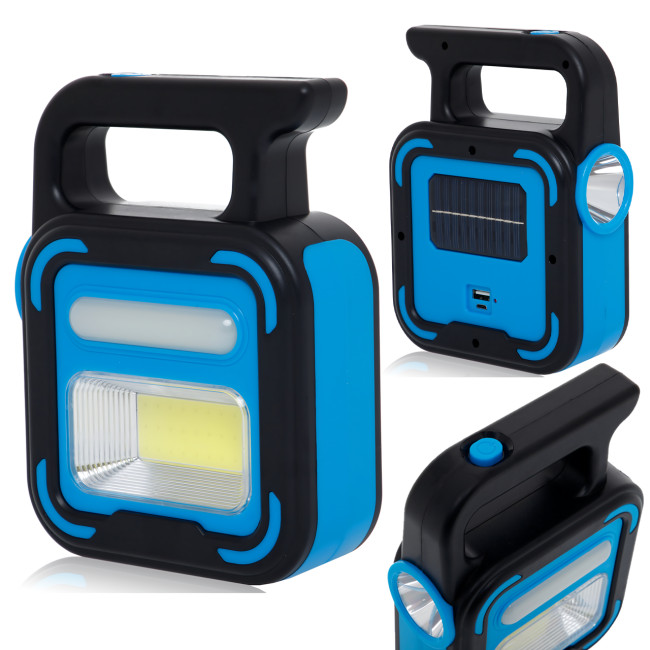 Аккумуляторный фонарь Bailong BL-925 Torch + Solar, COB+LED, Power Bank, солнечная панель, USB, влагозащищённый