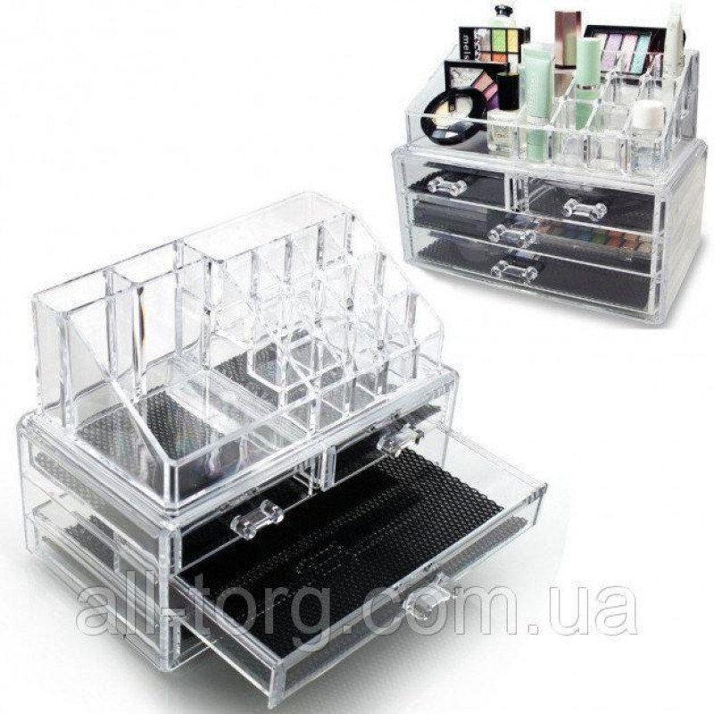 Настільний акриловий органайзер для косметики Cosmetic Storage Box 4 ящики фото - 4