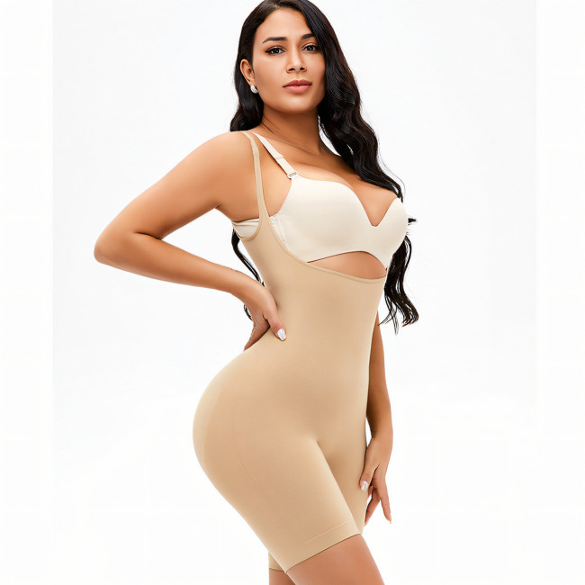 Бежевий корсет із пуш-ап попою, післяпологовий, втягуючий комбідрес для корекції фігури slim shapewear XXL-XXXL