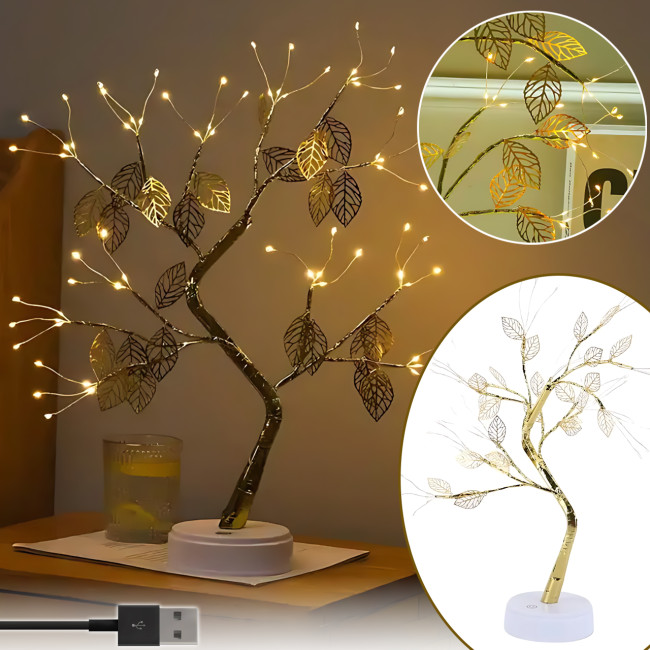 Настільна LED-лампа Нічник-Дерево 72 LED з USB-живленням/3xAA, гнучкими гілками, 50 см