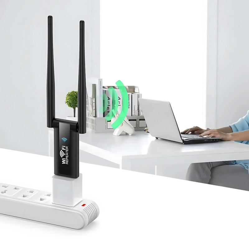 USB WiFi ретранслятор с двумя антеннами, скоростью до 300 Мбит/с, 20 м покрытия фото - 5