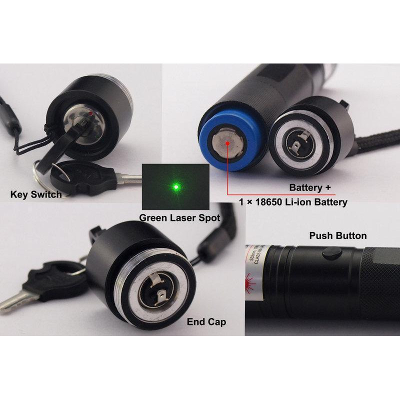 Зеленая лазерная указка с ключами, лазер 303 1000mW Laser pointer, мощная лазерная указка фото - 5