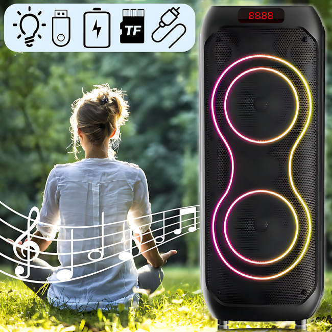 Портативна колонка SING-E ZQS8255 з караоке, Bluetooth, 40 Вт, 12" динамік, RGB-підсвітка, FM-радіо