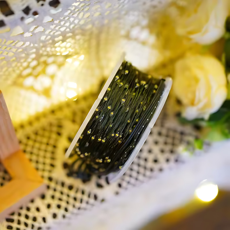 Гирлянда Роса ЗЕЛЁНАЯ USB 50 м, 500 LED, на гибкой зелёной проволоке, 8 режимов, IP20, декоративная микро-гирлянда AND 5347 фото - 4