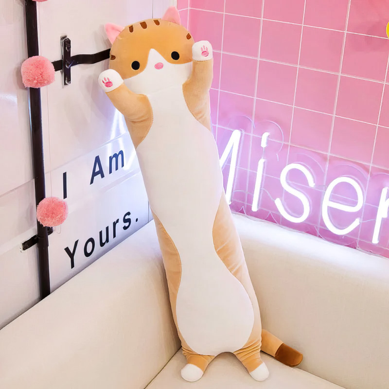 Мягкая игрушка Кот Батон, 110 см, из плюша и хлопка, рыжий фото - 4