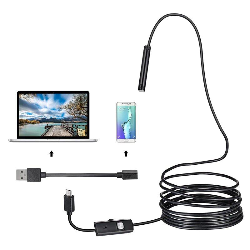 Гибкий USB эндоскоп 1/0.3МП  Endoscope android camera, Для андроид и ПК, гибкий провод, подсветка фото - 3
