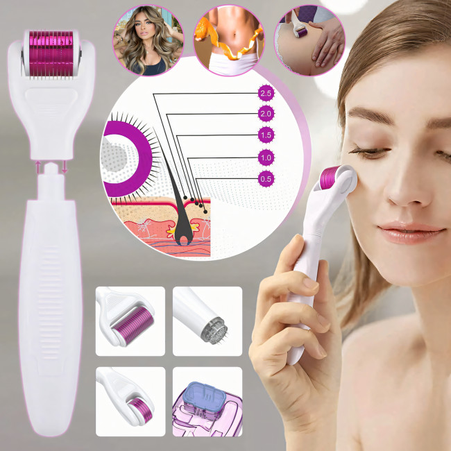 Мезоролер AND 1-17 з титановими мікроригами від розтяжок, акне, шрамів, для обличчя, лікування тіла, росту волосся