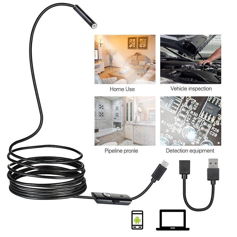 Гибкий USB эндоскоп 1/0.3МП Endoscope android camera, Для андроид и ПК, гибкий провод, подсветка фото - 2