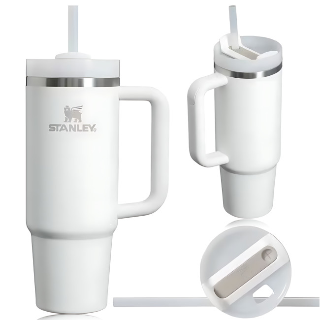 Термокружка Stanley 1,18 л с крышкой FlowState и соломинкой, вакуумная изоляция, нержавеющая сталь, ручка Белый