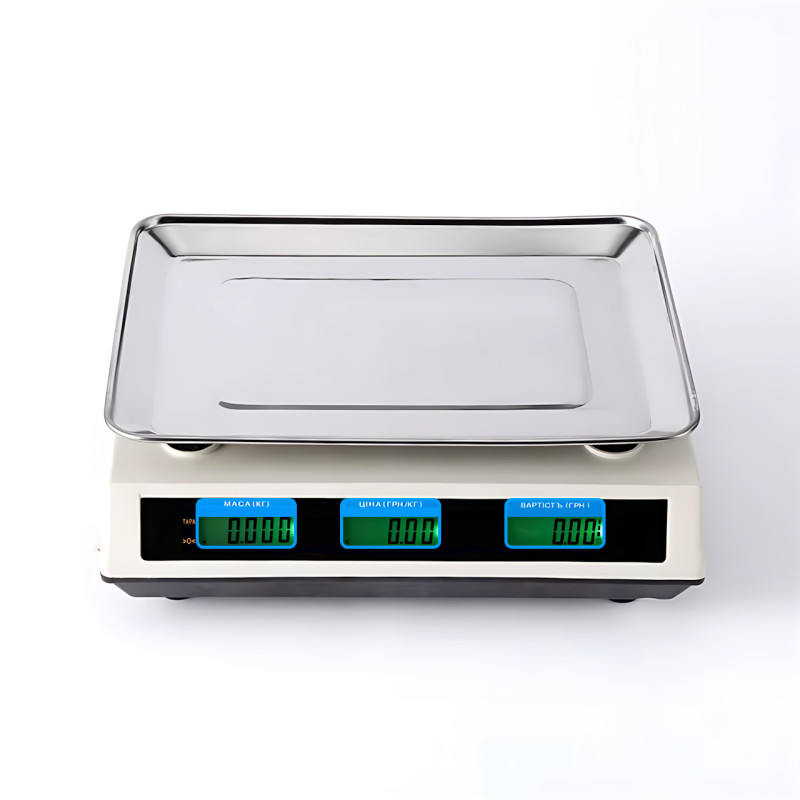 Весы торговые электронные Domotec MS-228, до 50 кг/5 г, двусторонний LCD-дисплей с подсветкой, от сети 220V и аккумулятора 6V фото - 2