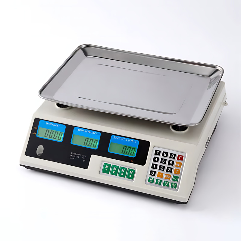 Весы торговые электронные Domotec MS-228, до 50 кг/5 г, двусторонний LCD-дисплей с подсветкой, от сети 220V и аккумулятора 6V фото - 3