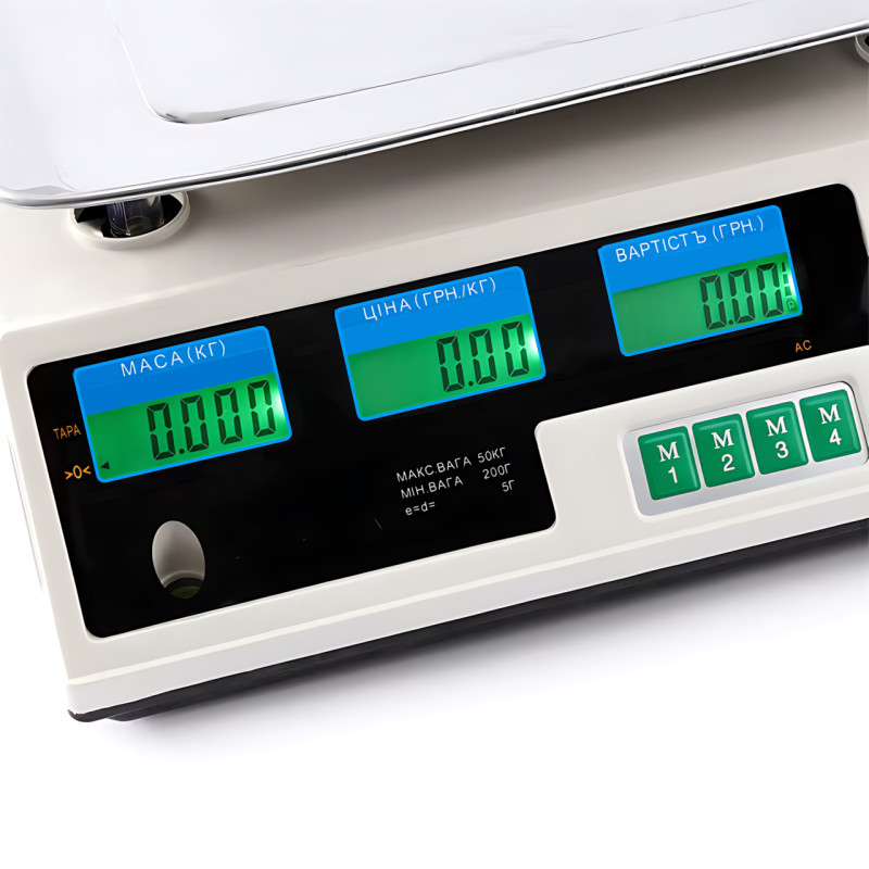 Весы торговые электронные Domotec MS-228, до 50 кг/5 г, двусторонний LCD-дисплей с подсветкой, от сети 220V и аккумулятора 6V фото - 5