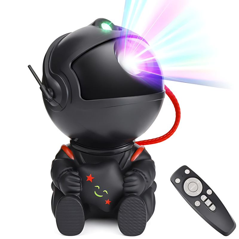 Проектор звездного неба, лазерный ночник на пульту Astro Star Mini, светильник LED ночник Космонавт, черный фото - 2