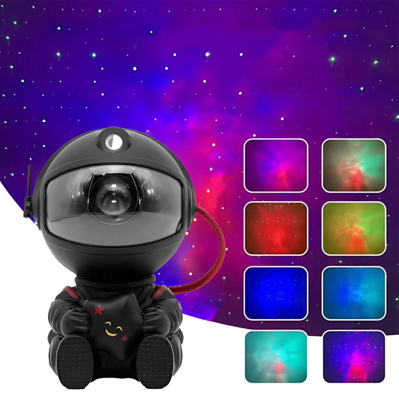 Проектор звездного неба, лазерный ночник на пульту Astro Star Mini, светильник LED ночник Космонавт, черный фото - 6