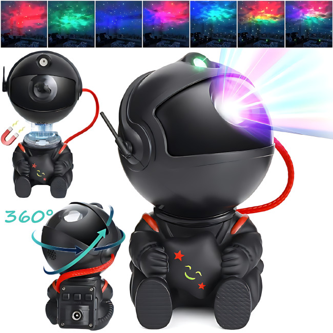 Проектор звездного неба, лазерный ночник на пульту Astro Star Mini, светильник LED ночник Космонавт, черный