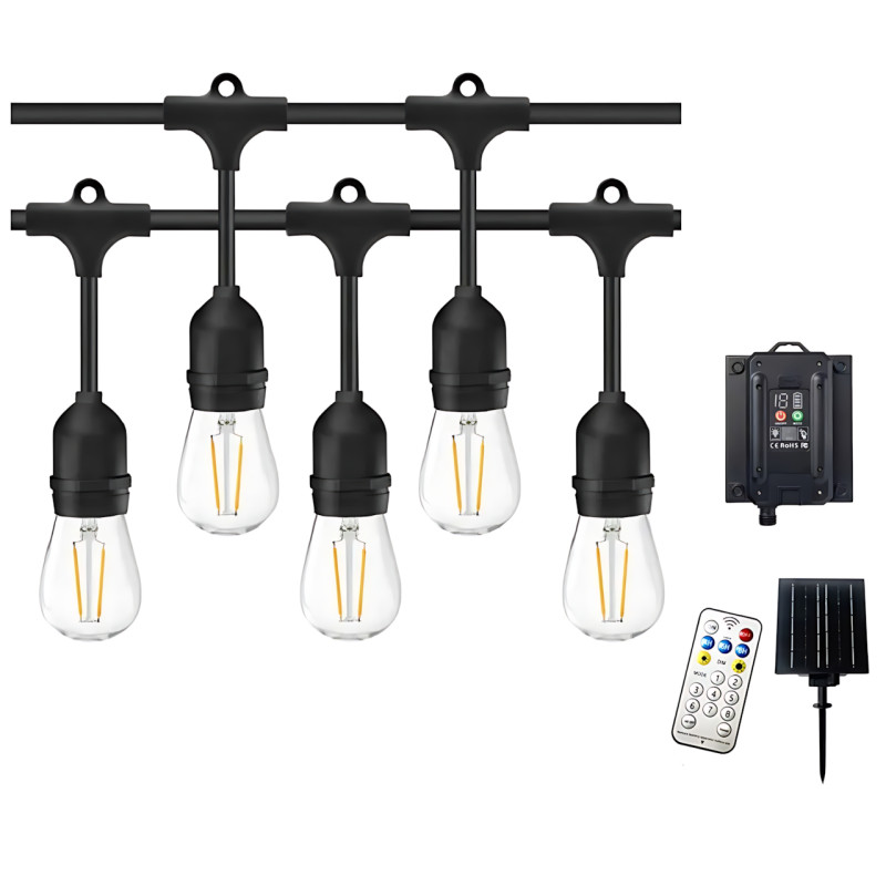 Світлодіодна гірлянда MA717 10 м, 25 LED, сонячна батарея 1200 mAh, пульт ДК, 2 режими, вулична вологозахищена підсвітка фото - 4