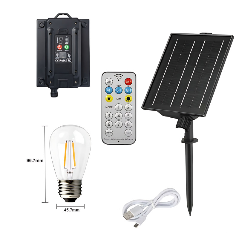 Світлодіодна гірлянда MA717 10 м, 25 LED, сонячна батарея 1200 mAh, пульт ДК, 2 режими, вулична вологозахищена підсвітка фото - 40