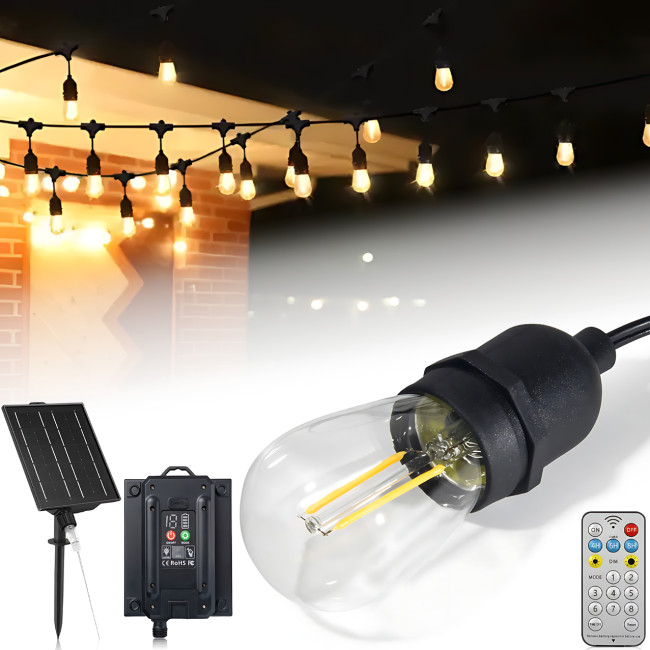 Світлодіодна гірлянда MA717 10 м, 25 LED, сонячна батарея 1200 mAh, пульт ДК, 2 режими, вулична вологозахищена підсвітка