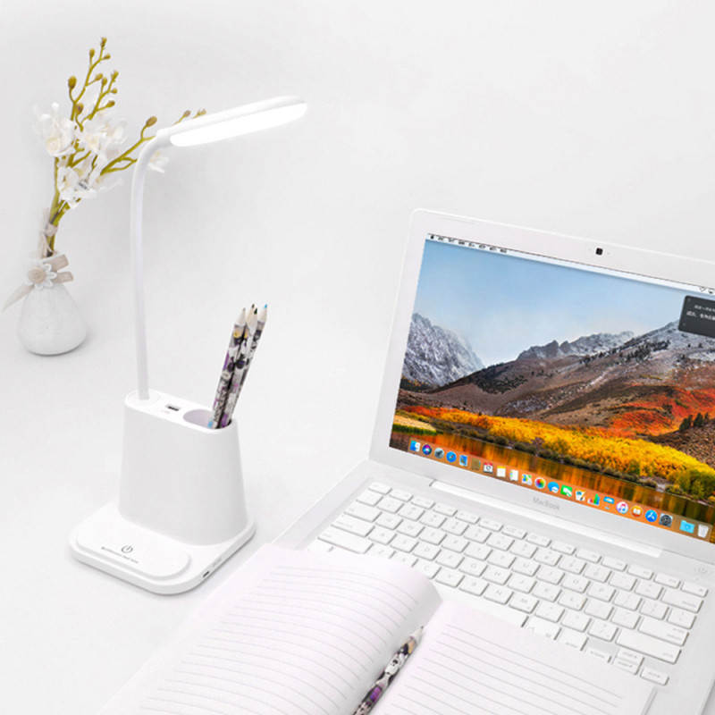 Настольная аккумуляторная LED лампа Bionic Desk Lamp, сенсорная, с функцией Power Bank, белая фото - 3
