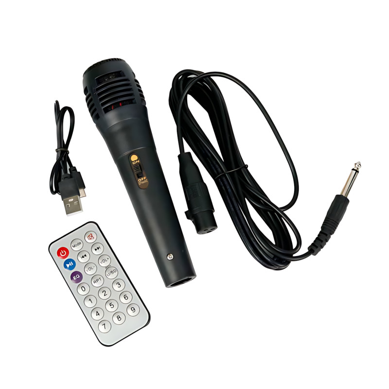 Колонка Kimiso QS-3810 15 Вт, караоке + мікрофон, світловузика, Bluetooth/FM/USB/TF/AUX, акумулятор фото - 7