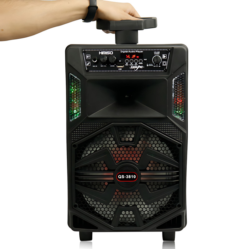 Колонка Kimiso QS-3810 15 Вт, караоке + мікрофон, світловузика, Bluetooth/FM/USB/TF/AUX, акумулятор фото - 5