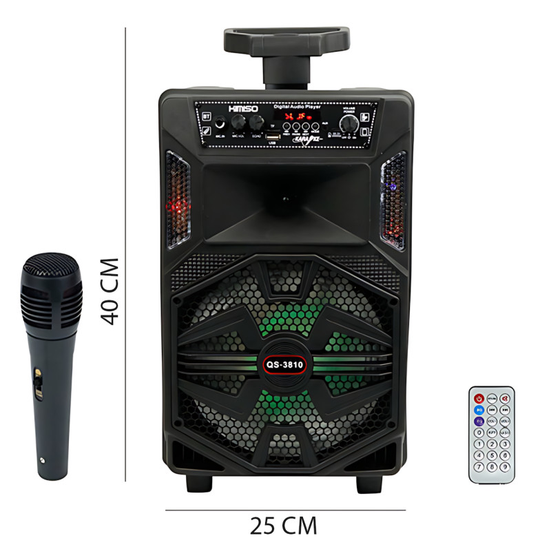 Колонка Kimiso QS-3810 15 Вт, караоке + мікрофон, світловузика, Bluetooth/FM/USB/TF/AUX, акумулятор фото - 9