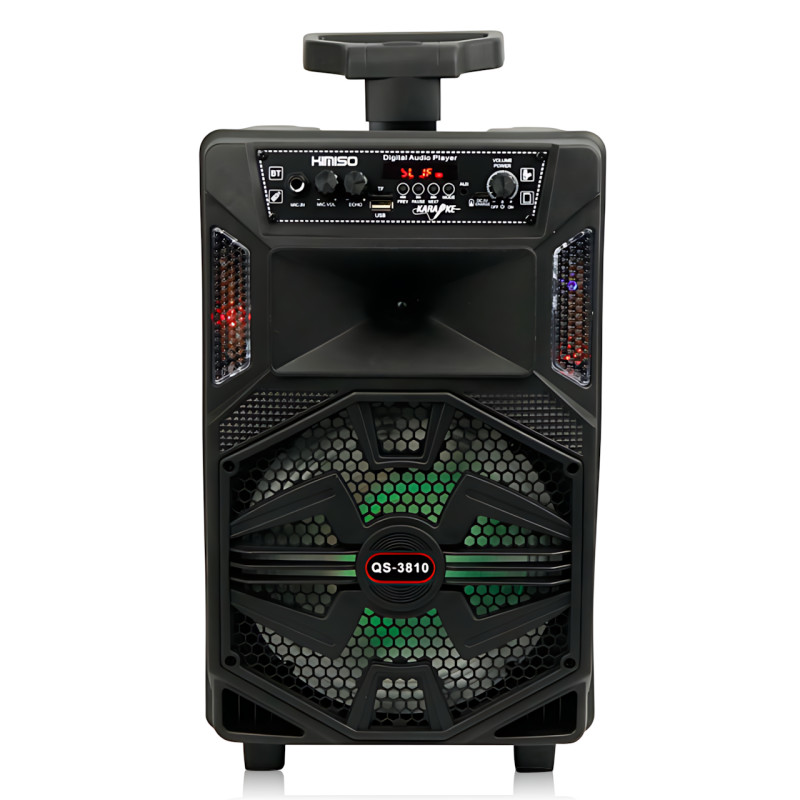 Колонка Kimiso QS-3810 15 Вт, караоке + мікрофон, світловузика, Bluetooth/FM/USB/TF/AUX, акумулятор фото - 2