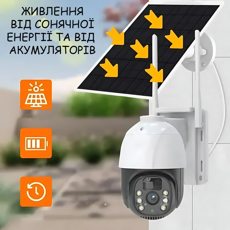 Уличная IP камера видеонаблюдения TP8 Smart Camera 4G PTZ с солнечной панелью, поворотная, HD 1296P, ночное видение, microSD фото - 6