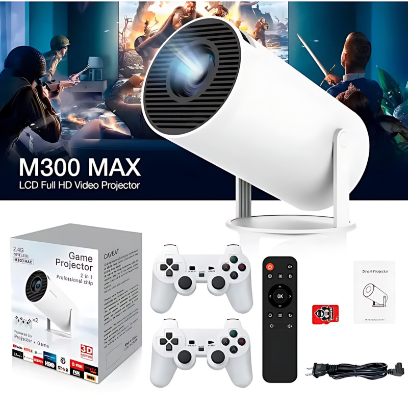 Проєктор M300 MAX/HY300 з іграми, джойстиками, Android 11 і картою microSD 64GB фото - 10