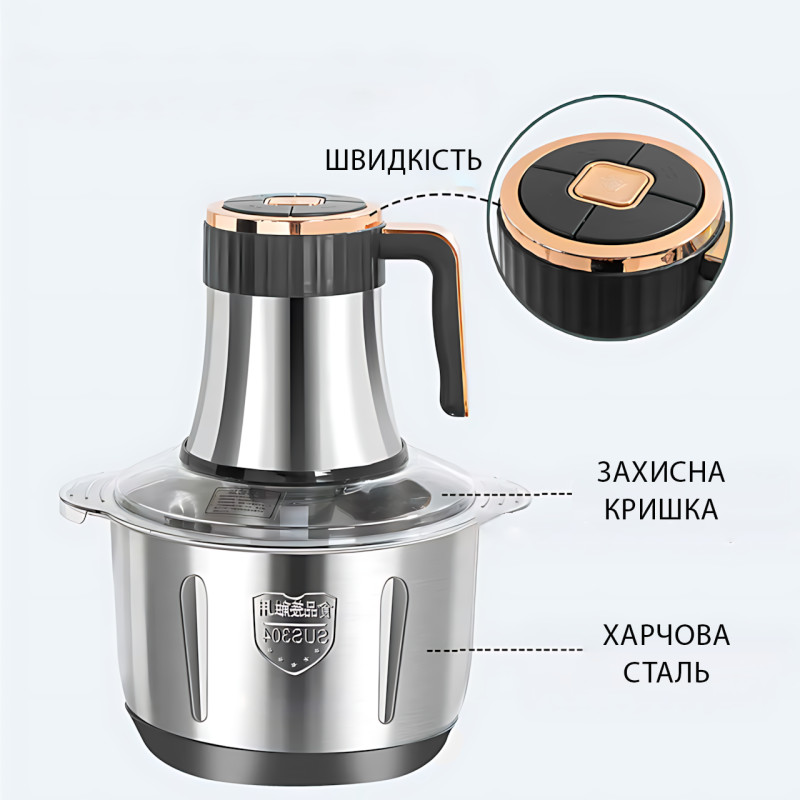 Кухонний подрібнювач-блендер Hoffmans HM-8848 1800 Вт 5 л, 6 лез, чаша з неіржавкої сталі, 3 швидкості фото - 8