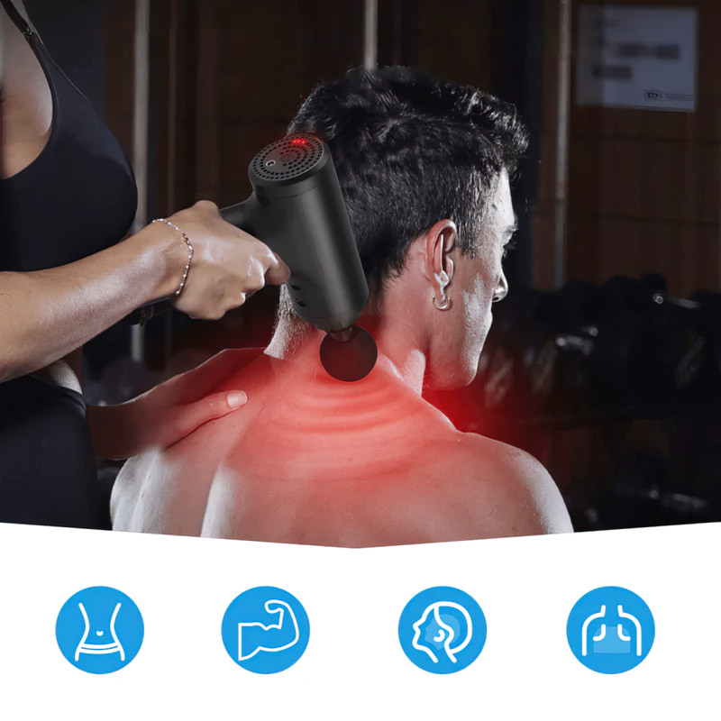 Масажер FASCIAL Pro, вібраційний, ударний, м'язовий, 4 насадки, 2400 мА/год фото - 7