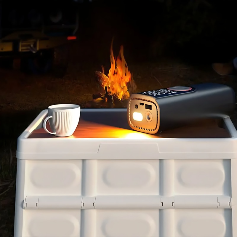 Портативный компрессор ATJ-9566 (3×2000mAh, 80W, 3–150 PSI) с цифровым дисплеем, LED-фонариком, Powerbank и набором насадок фото - 6