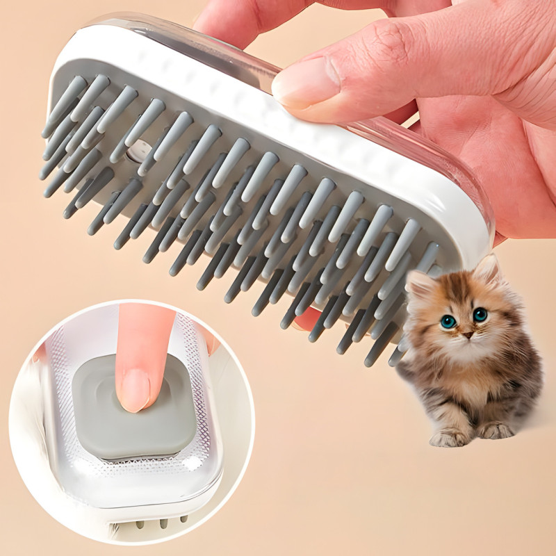 Масажна щітка для купання тварин Body brush LY-528 з м'якою щетиною, диспенсер для шампуню, дрібні зубці фото - 5