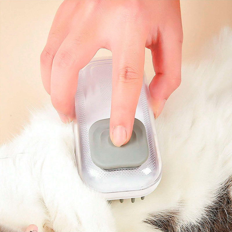 Масажна щітка для купання тварин Body brush LY-528 з м'якою щетиною, диспенсер для шампуню, дрібні зубці фото - 4