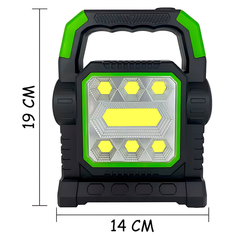 Ліхтарик із сонячною панеллю HC-7078 20W, COB+LED, 1800 лм, акумулятор 2800 мА&middot;год, Power Bank, USB, IP44, туристичний фото - 7