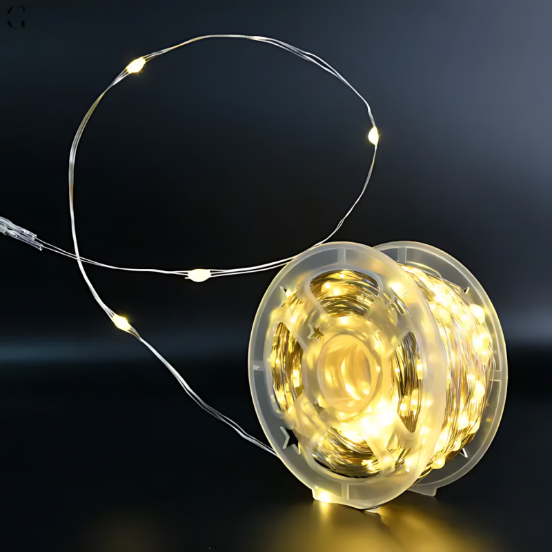 Светодиодная гирлянда-нить, 400 LED, теплый желтый цвет, прозрачный провод, от сети 220В, с пультом ДУ, для дома/улиц, 100 метров фото - 8