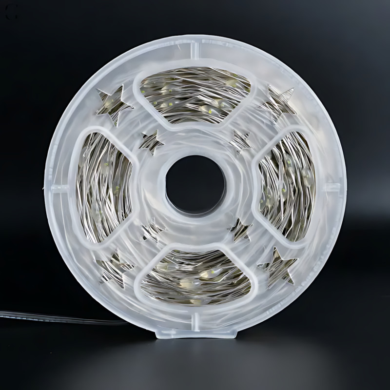 Светодиодная гирлянда-нить, 400 LED, теплый желтый цвет, прозрачный провод, от сети 220В, с пультом ДУ, для дома/улиц, 100 метров фото - 2