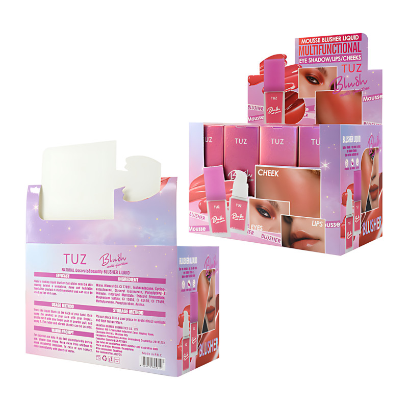 Кремовый мультитаскер TUZ Liquid Blush Brightens, с матовым финишем, водонепроницаемый, 20 мл, 4 оттенка Красно-розовый фото - 7
