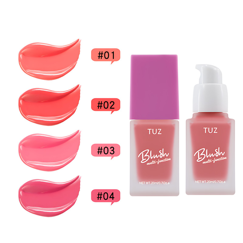 Кремовый мультитаскер TUZ Liquid Blush Brightens, с матовым финишем, водонепроницаемый, 20 мл, 4 оттенка Красно-розовый фото - 5