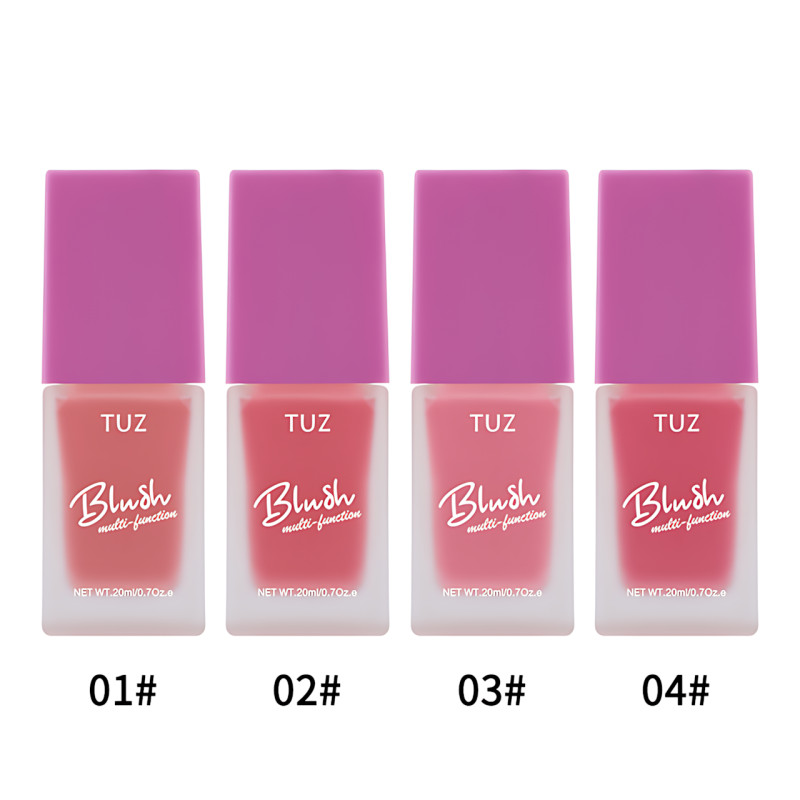 Кремовый мультитаскер TUZ Liquid Blush Brightens, с матовым финишем, водонепроницаемый, 20 мл, 4 оттенка Красно-розовый фото - 4