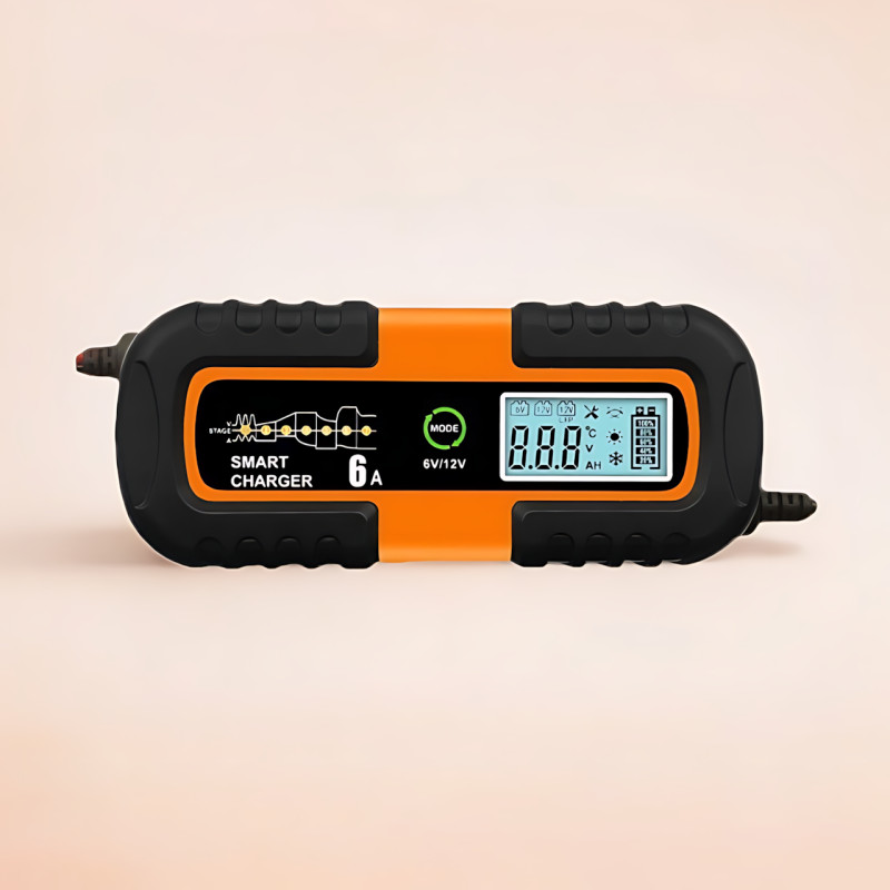 Автоматическое зарядное устройство для аккумуляторов Smart Charger, 6В/12В 6A, с функцией восстановления, AGM/GEL/WET, ЖК-дисплей фото - 2