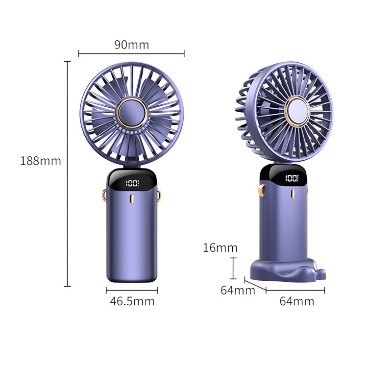 Мінівентилятор ручний N15 з нахилом, 5 швидкостей, заряджання Type-C, підставка для телефона, ароматерапія фото - 10