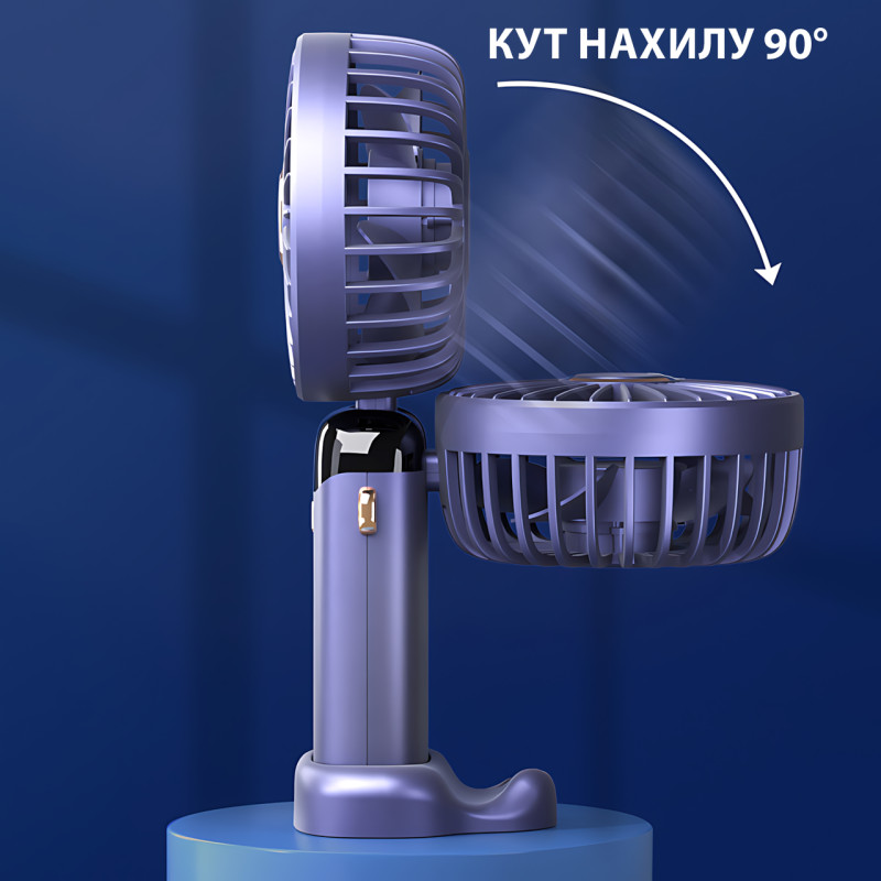 Мінівентилятор ручний N15 з нахилом, 5 швидкостей, заряджання Type-C, підставка для телефона, ароматерапія фото - 4