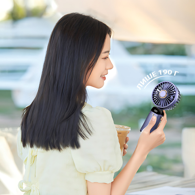 Мінівентилятор ручний N15 з нахилом, 5 швидкостей, заряджання Type-C, підставка для телефона, ароматерапія фото - 7