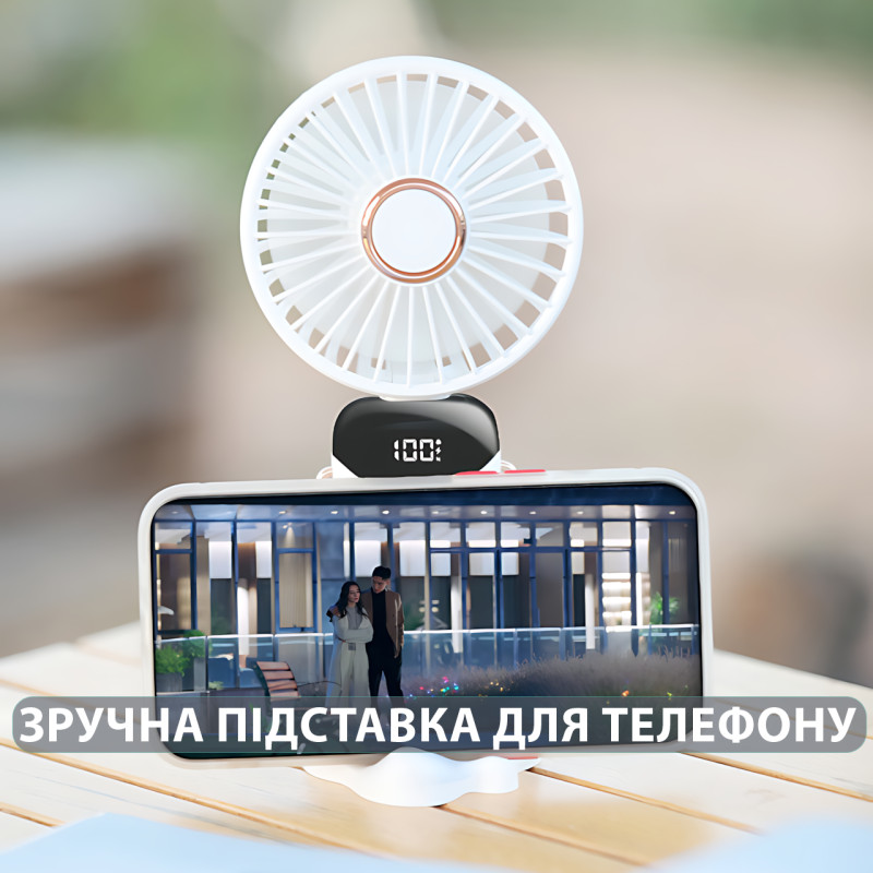 Мінівентилятор ручний N15 з нахилом, 5 швидкостей, заряджання Type-C, підставка для телефона, ароматерапія фото - 8